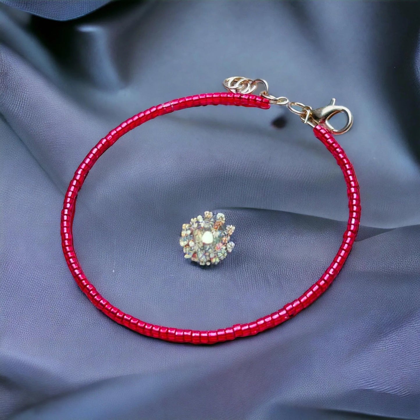 Red protective bracelet with beads and decoration - a stylish and meaningful accessory protective red bracelet N300