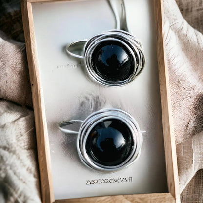 visiace náušnice Obsidian NA351 - HARAKKA JEWLS