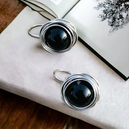 visiace náušnice Obsidian NA351 - HARAKKA JEWLS