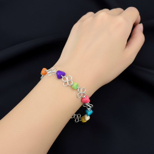 Ručne robený náramok z chirurgickej ocele s howlitom a tyrkysom NAH11 – HARAKKA Jewls