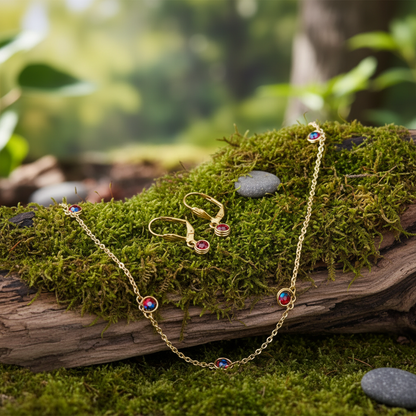 Golden Dew jewellery set – earrings and necklace with faceted beads