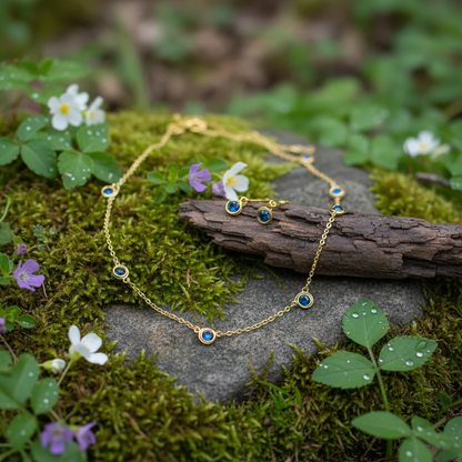 Blue Elegance Jewelry Set - Earrings and Necklace with Cut Beads