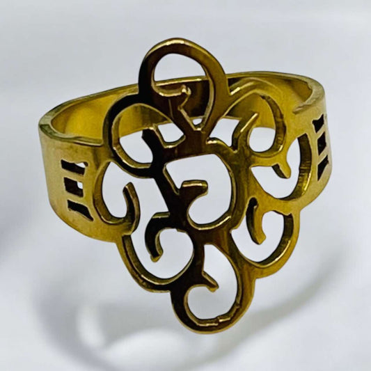 Gold ring made of surgical steel - modern design, dimensions 2 x 2 cm HP2