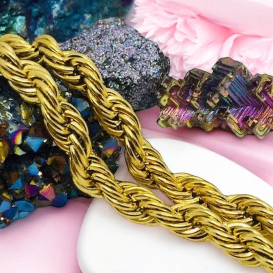 Elegant Surgical Steel Necklace in Gold Plait necklace gold 0.7 cm R5