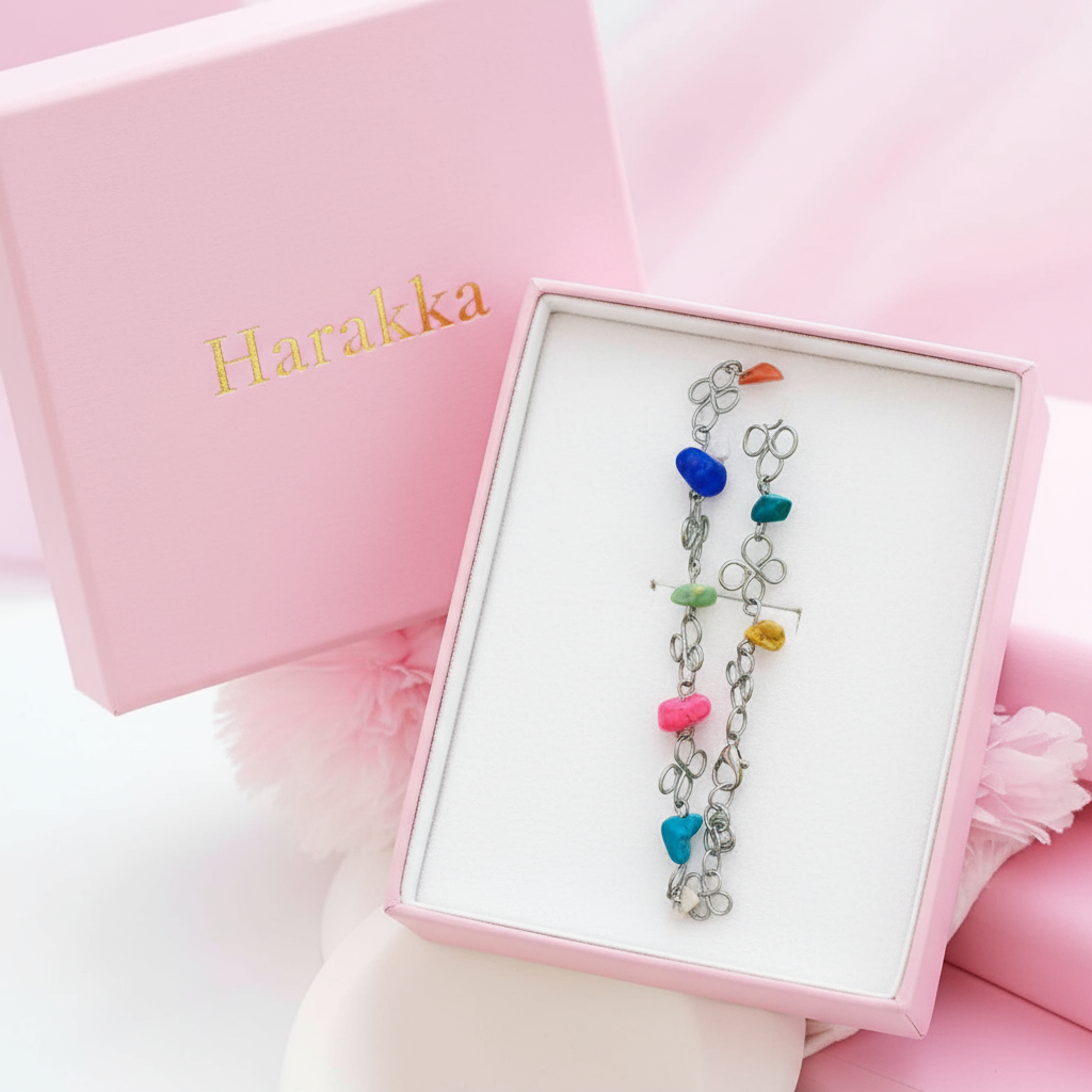 Handmade surgical steel bracelet with howlite and turquoise NAH11