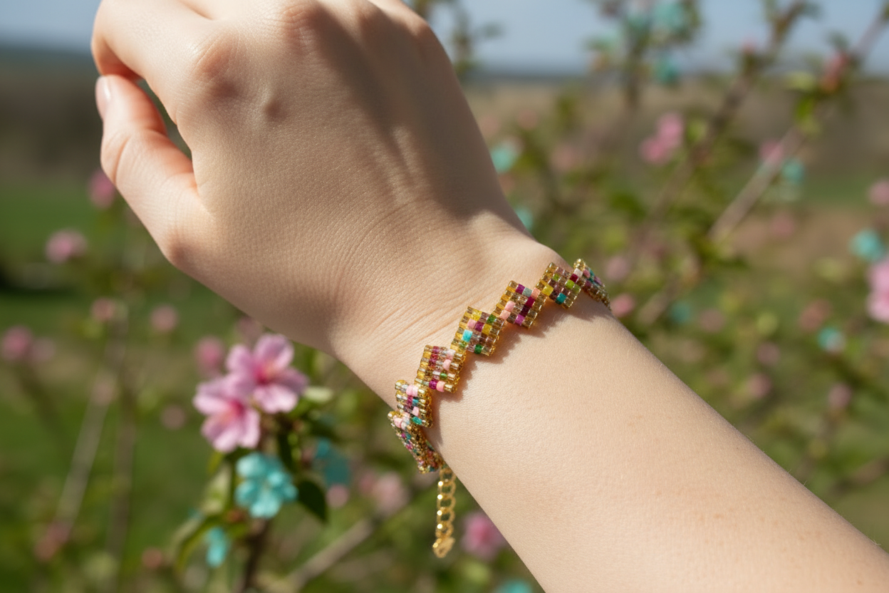 Ručne robený farebný zlatý set šperkov z chirurgickej ocele Harakka Jewls