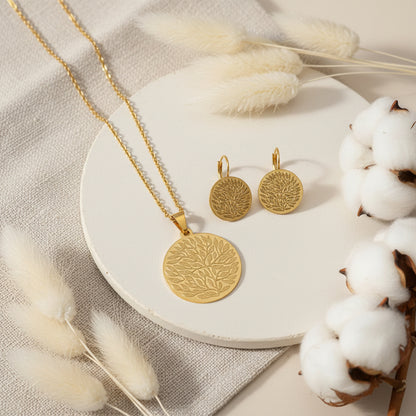 Golden Tree of Life set – necklace and earrings made of surgical steel