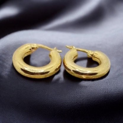 Gold earrings made of surgical steel - simple elegance Evita earrings 2 cm in gold finish 1001013
