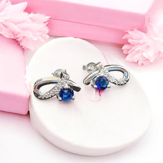 Elegant costume jewelry earrings – 1.2 × 1.2 cm, blue stone earrings BLUE Silver 1002028