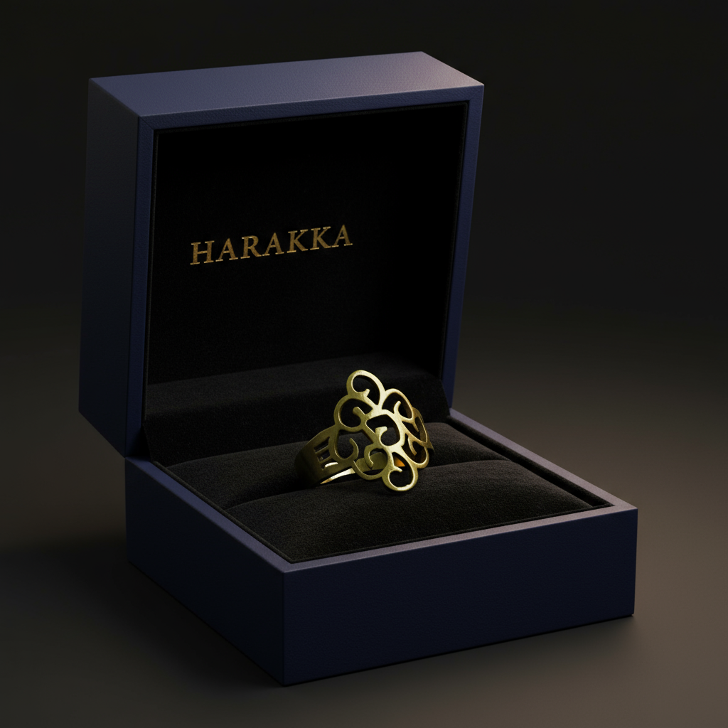 Aurora – zlatý prsteň z chirurgickej ocele s moderným dizajnom | Harakka Jewls