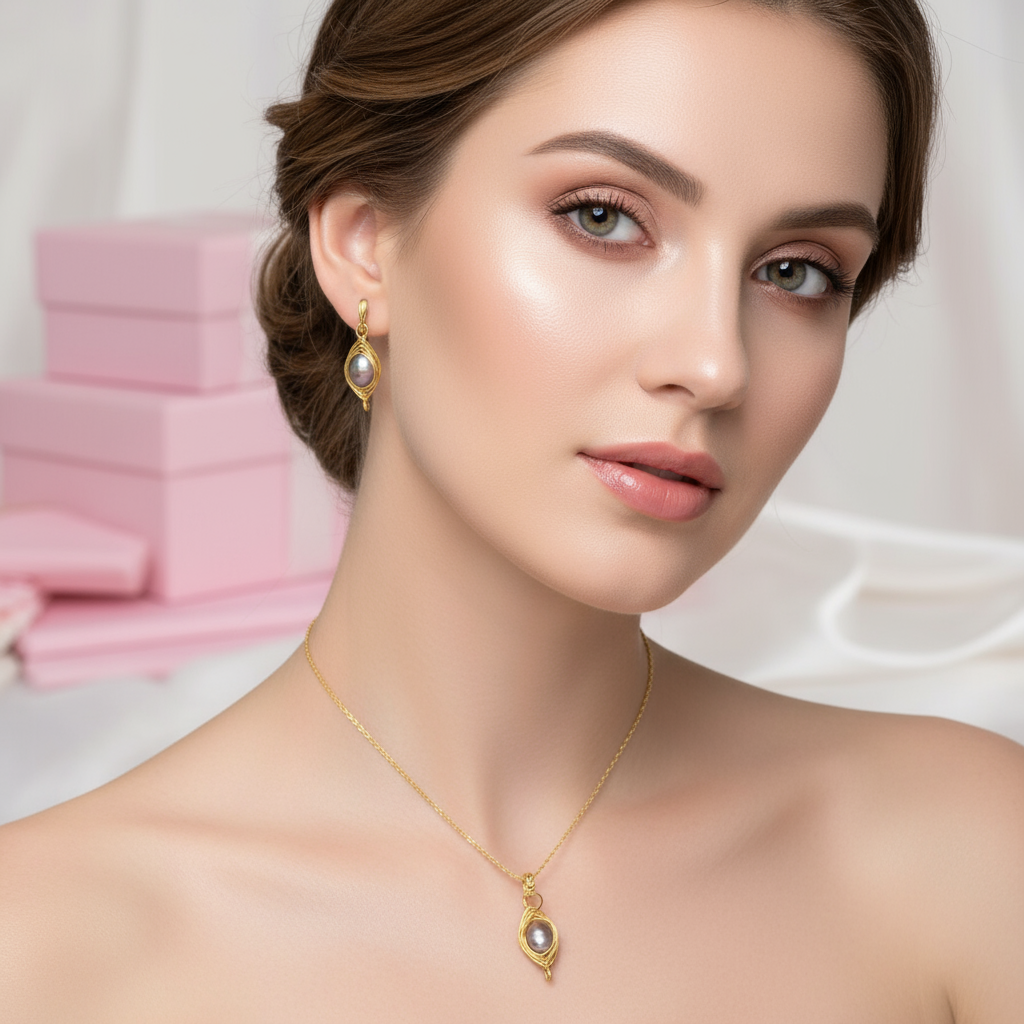 Set Mokošina noc – náušnice a prívesok z chirurgickej ocele so čiernou riečnou perlou HS11 – Harakka Jewls