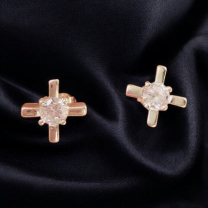 Cross-Shaped Earrings with White Zircon – Delicate Elegance earrings Severka 1000302