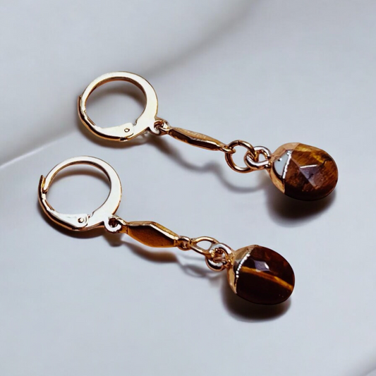 Gold earrings with a tiger's eye - elegance and power in one tiger's eye earrings NA151