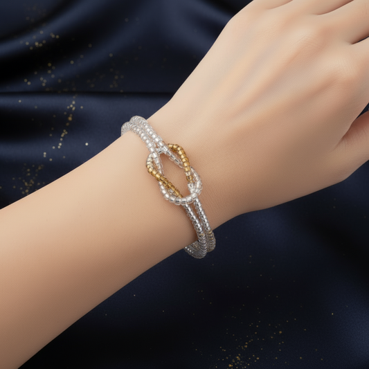 Náramok Bielych Perál Jasnosti pletený s jemnými korálikmi NH2 Harakka Jewls