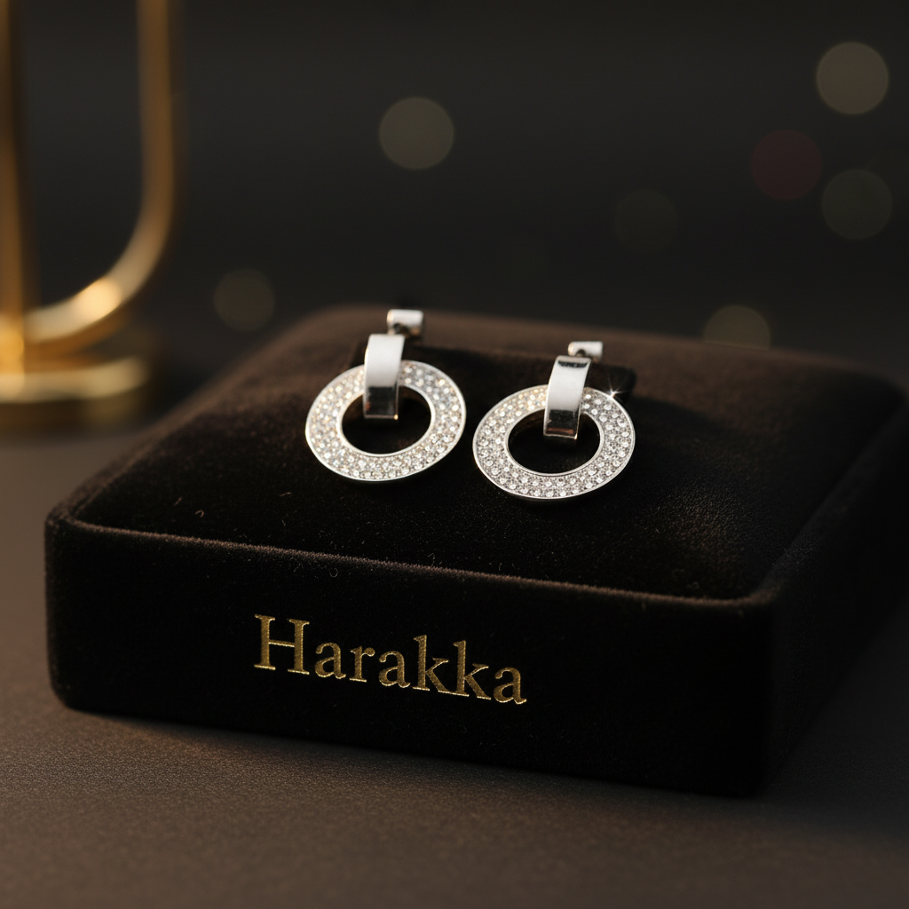 Silver earrings made of surgical steel with a removable pendant inlaid with stones earrings Dominika circles in silver 1002185
