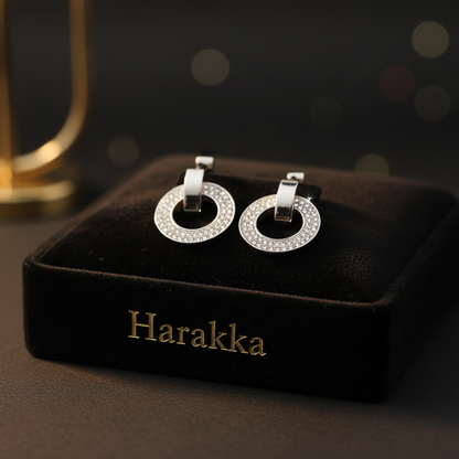 Silver earrings made of surgical steel with a removable pendant inlaid with stones earrings Dominika circles in silver 1002185