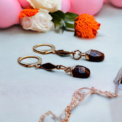 Gold earrings with a tiger's eye - elegance and power in one tiger's eye earrings NA151