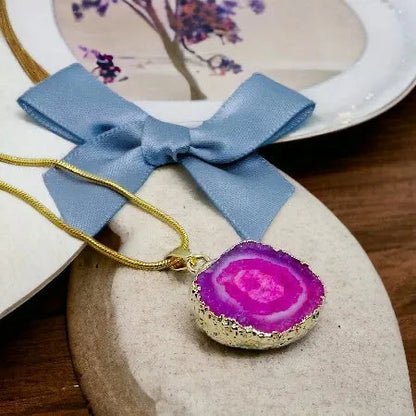 pink agate pendant R0023
