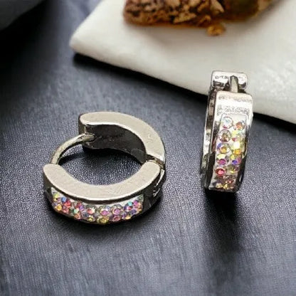 Strieborné  náušnice z chirurgickej ocele – 1,2 cm, zdobené kamienkami náušnice strieborne Zircon XL N0011