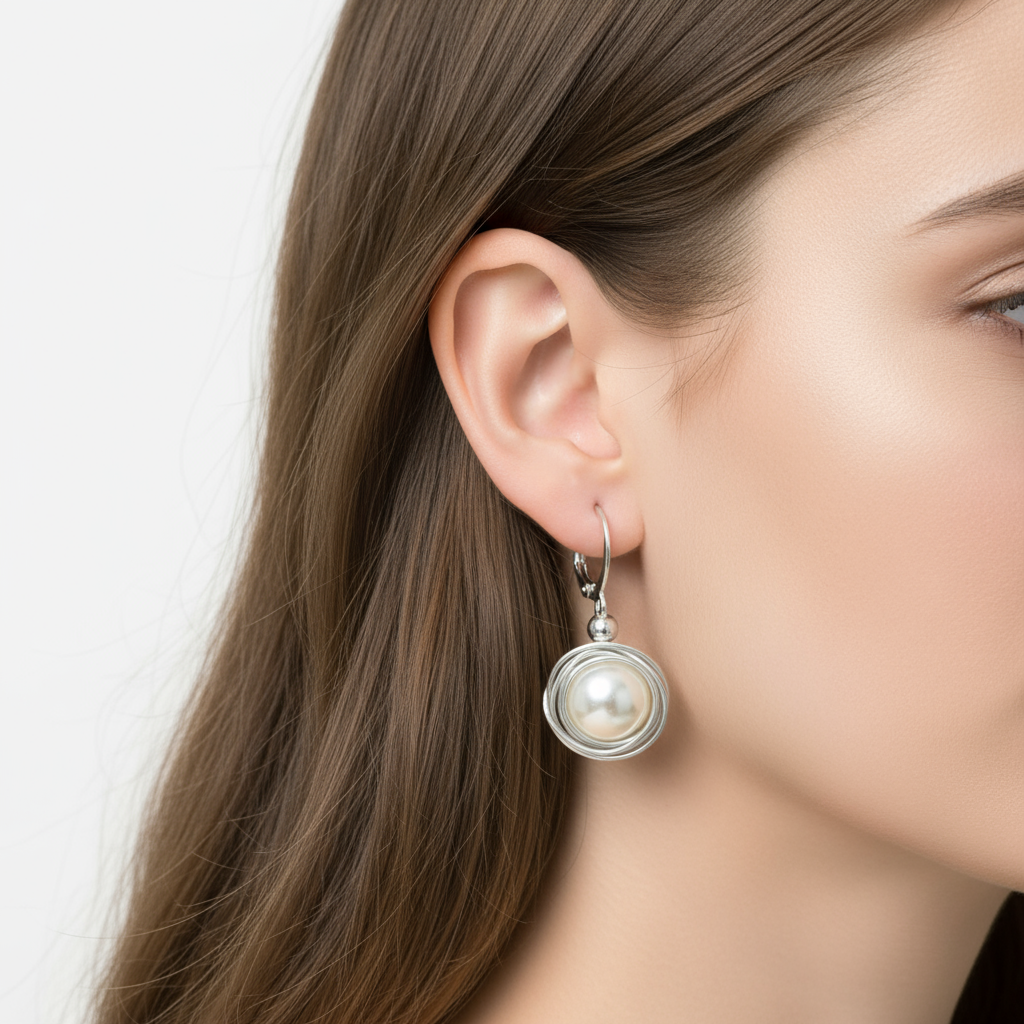 Perlové Zrkadlo Noci – náušnice z chirurgickej ocele s perleťovou korálkou NA11 – Harakka Jewls