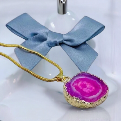 pink agate pendant R0023