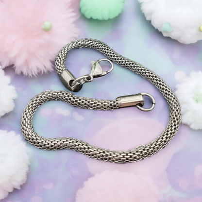 Silver wire rope – braided mesh bracelet made of surgical steel