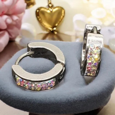 Silver earrings made of surgical steel - 1.2 cm, decorated with stones earrings silver Zircon XL N0011