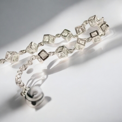 Elegant Clear Cube Bracelet made of Silver Plated Alloy without Nickel clear cube bracelet 1000018