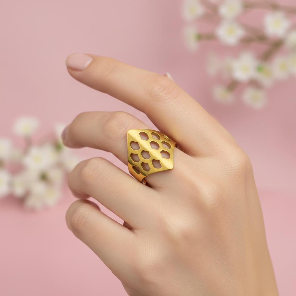 Prsteň Zlatý Kruh Sily zlatý z chirurgickej ocele 2×2 cm Harakka Jewls