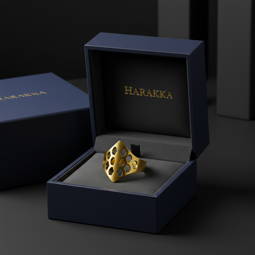 Prsteň Zlatý Kruh Sily zlatý z chirurgickej ocele 2×2 cm Harakka Jewls