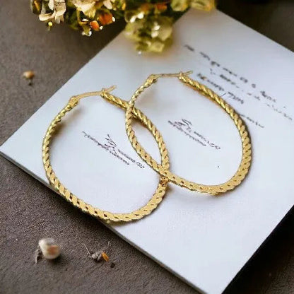 Elegant gold oval earrings made of surgical steel earrings Jana gold Clasic decorated 5 cm 210313008