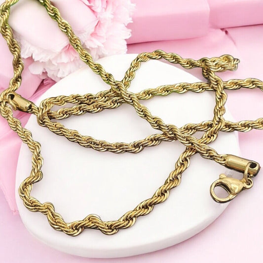 Elegant Surgical Steel Necklace in Gold Plait necklace gold 0.5 cm R9