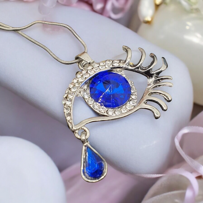 Pendant Eye with Turquoise Stone - Distinctive Accessory Full of Symbolism necklace Eye Dark Blue Silver 1000918
