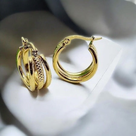 Gold earrings made of surgical steel - stylish elegance for every day earrings Emilia cm 21042702