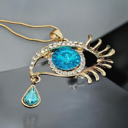 Pendant Eye with Turquoise Stone - Unique Accessory Full of Symbolism necklace Eye Ocean Blue Gold 1000917