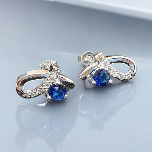 Elegant costume jewelry earrings – 1.2 × 1.2 cm, blue stone earrings BLUE Silver 1002028