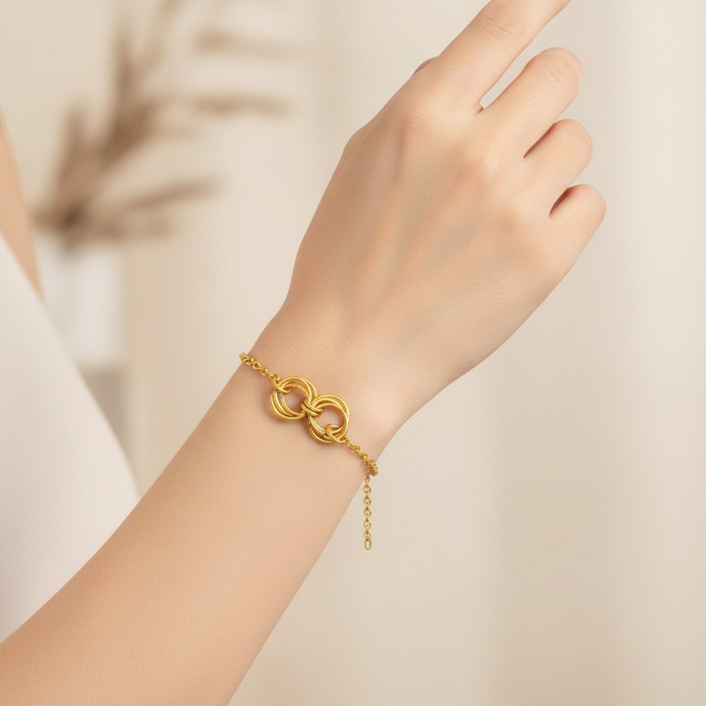 Zlatý Kruhový Plesk – náramok z chirurgickej ocele v zlatom prevedení – Harakka Jewls