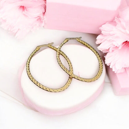 Elegant gold oval earrings made of surgical steel earrings Jana gold Clasic decorated 5 cm 210313008