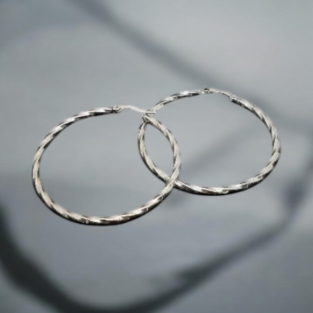 Silver earrings made of surgical steel - 5 cm, delicate design spiral earrings silver Clasic 5 cm N0008