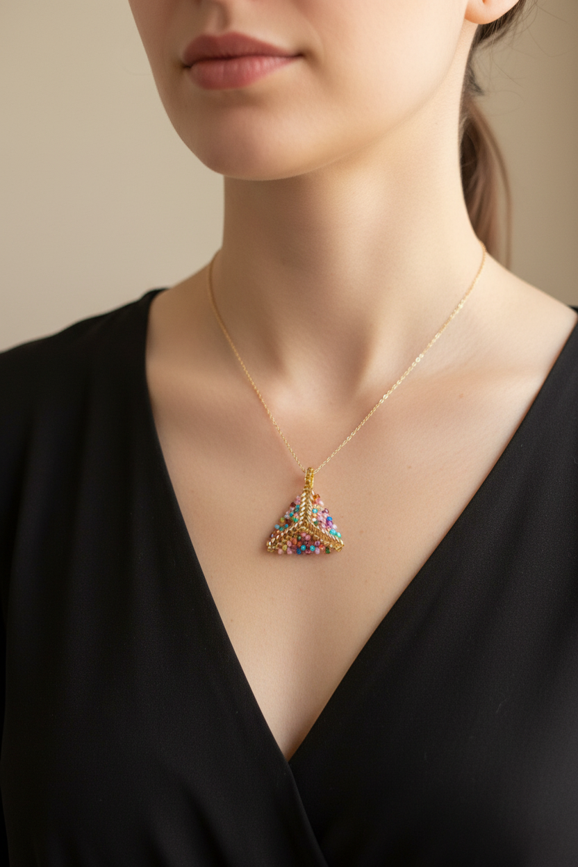 Ručne robený farebný zlatý set šperkov z chirurgickej ocele Harakka Jewls