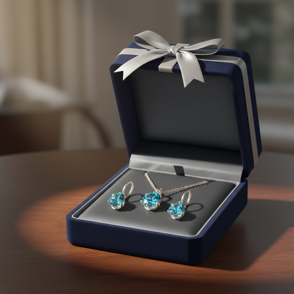 Strieborný set z chirurgickej ocele s tyrkysovým kamienkom – náušnice a prívesok Harakka Jewls