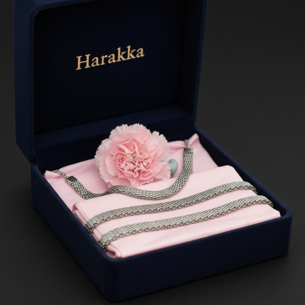  Strieborný set Mokoš – retiazka a náramok z chirurgickej ocele – Harakka Jewls