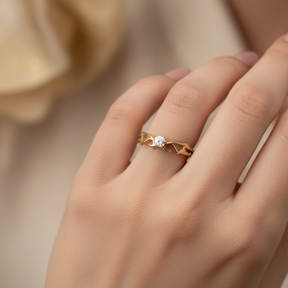 Prsteň Nella – rose gold s bielym zirkónom z chirurgickej ocele – Harakka Jewls