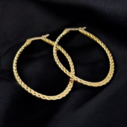 Elegant gold oval earrings made of surgical steel earrings Jana gold Clasic decorated 5 cm 210313008