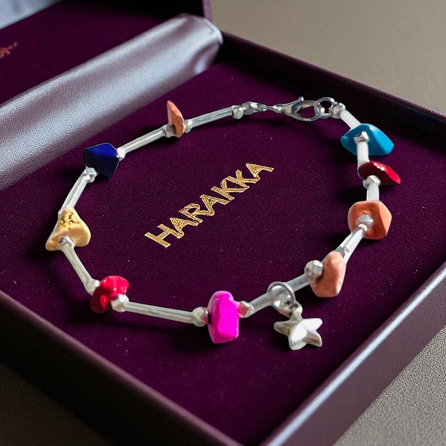 Star Energy – Colorful Agate and Peridot Bracelet with Star (NA99)