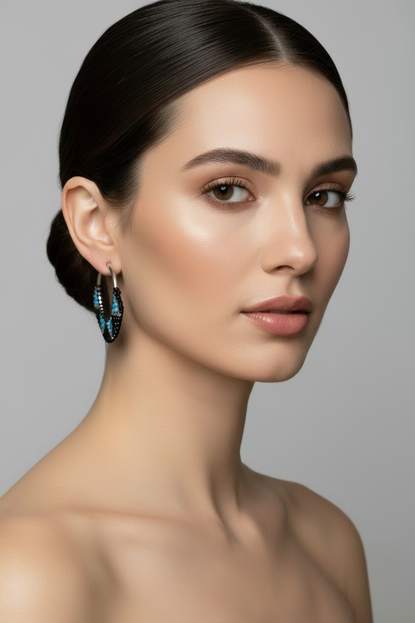 čierno modré korálkové náušnice handmade Harakka Jewls