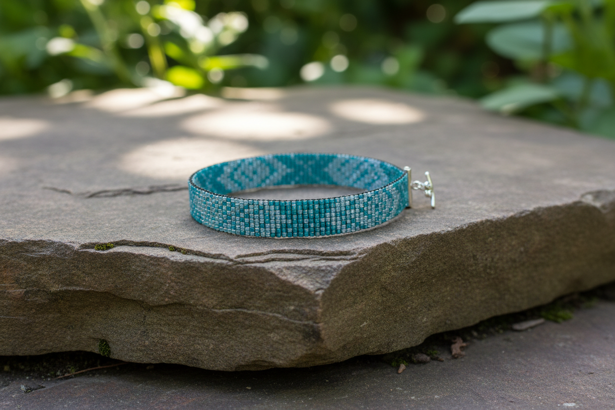 zelený ručne robený náramok Harakka Jewls
smaragdový korálkový náramok detail
elegantný zelený náramok na ruke