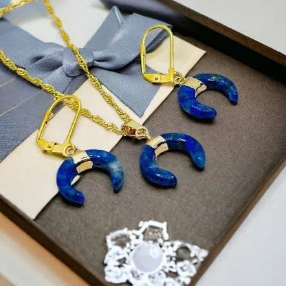 lazurit šperk, lapis lazuli náhrdelník, duchovný šperk, slovanský amulet, ručne robené náušnice z minerálov, ochranný šperk z lazuritu, Perun šperk, spirituálny set, šperky z chirurgickej ocele, Klenoty Slovanov