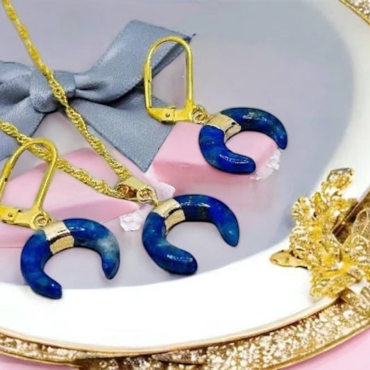 lazurit šperk, lapis lazuli náhrdelník, duchovný šperk, slovanský amulet, ručne robené náušnice z minerálov, ochranný šperk z lazuritu, Perun šperk, spirituálny set, šperky z chirurgickej ocele, Klenoty Slovanov