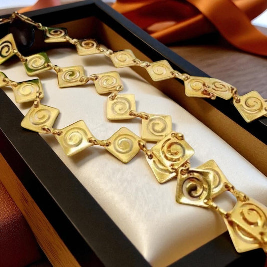 Golden Spiral Set - surgical steel necklace and bracelet with Slavic symbol of life SH111